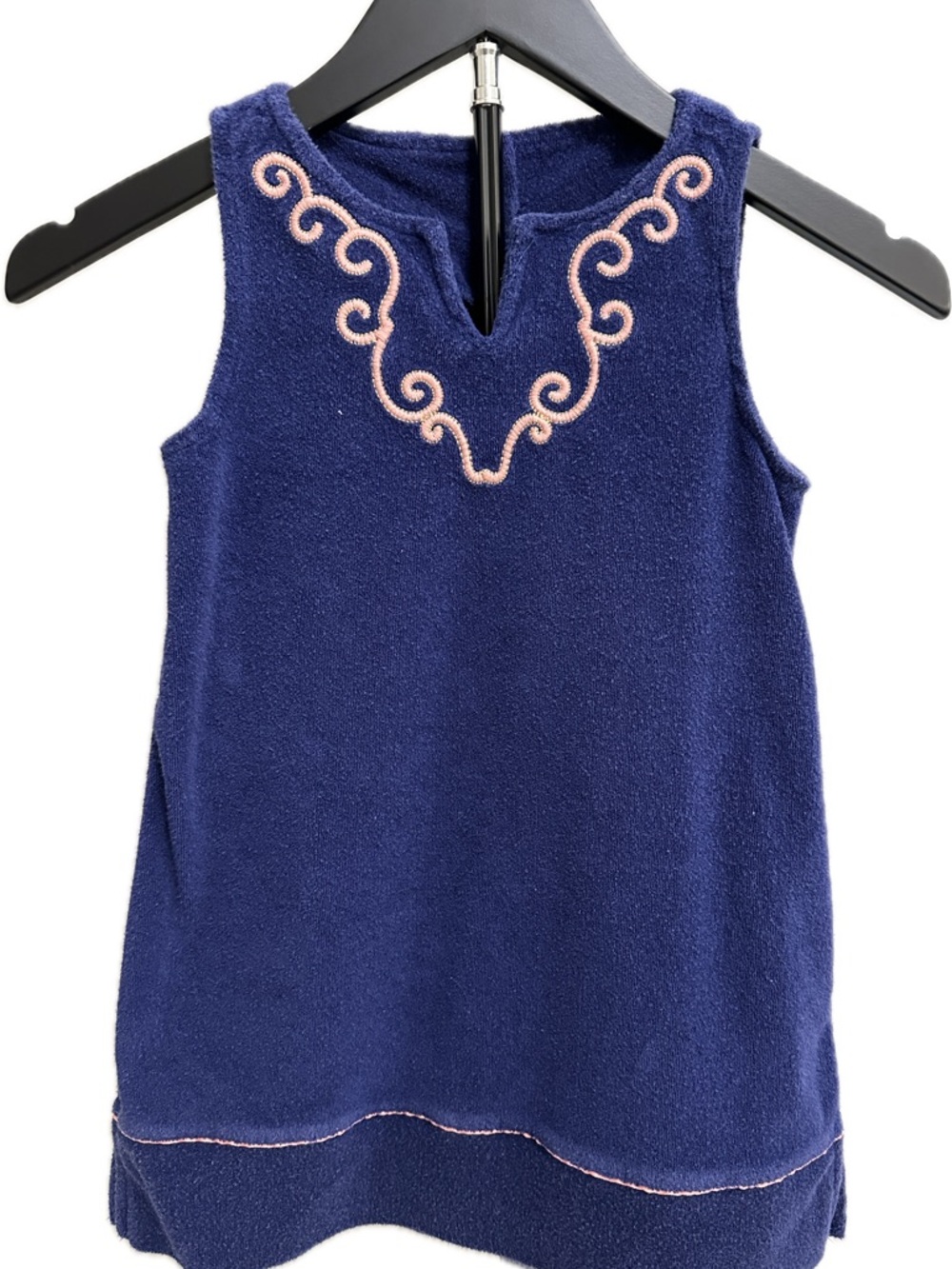 Janie and Jack Towel Dress - Blue with Pink Embroidery